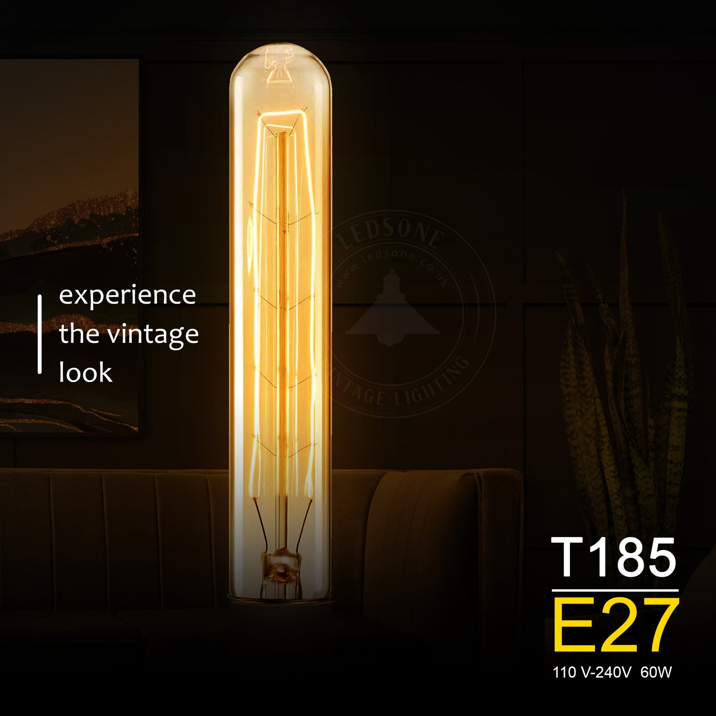 E27 T185 60W Dimmbare Vintage Filament Dimmbare Glühbirne~1005