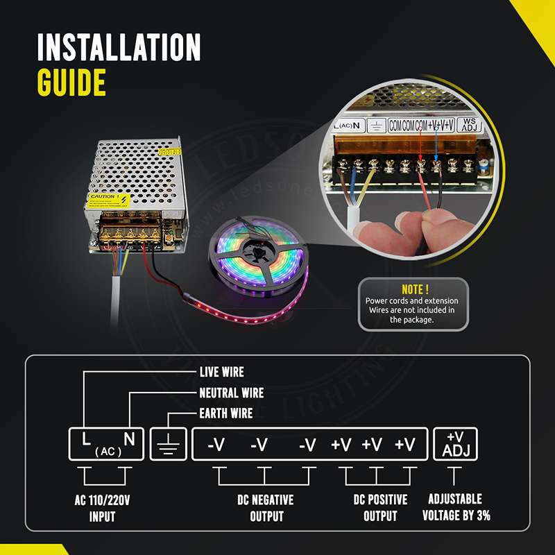LED-Streifentransformator 300 W 24 V DC-Adapter IP20 Konstantspannungsnetzteil#
