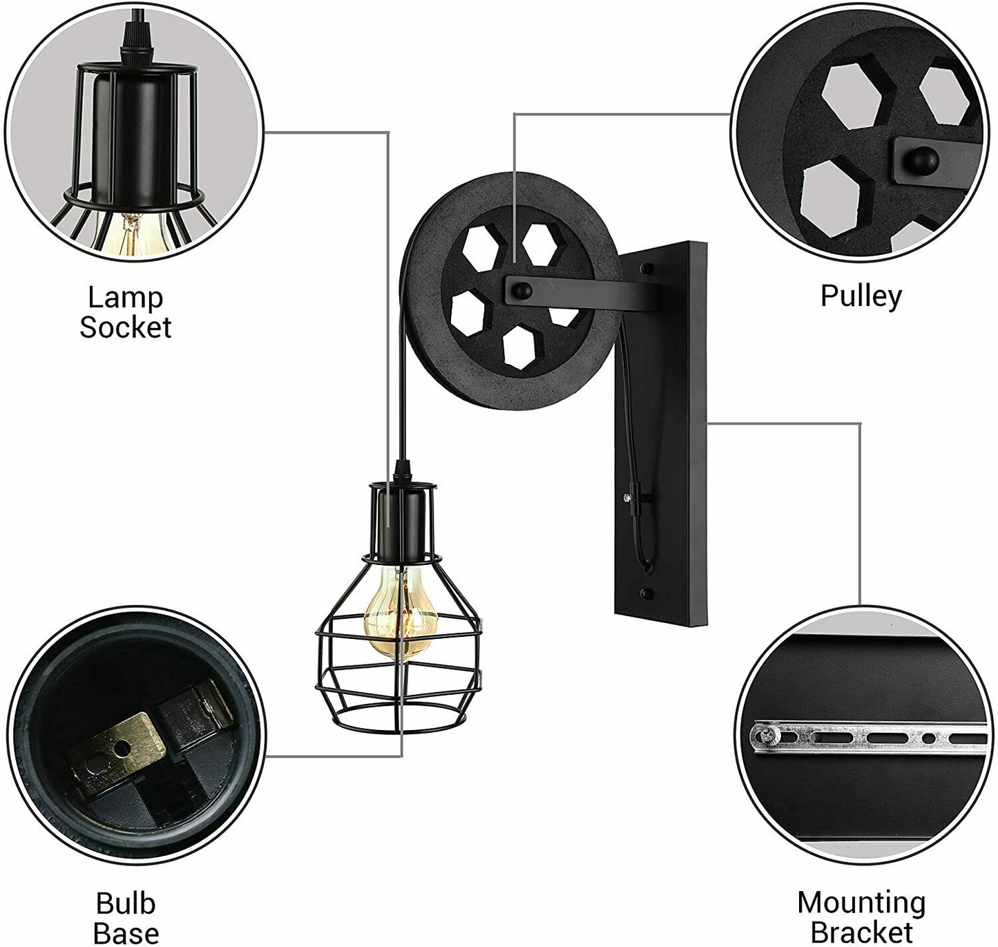 Pulley Wheel Wandleuchte Loft Beleuchtung~2727