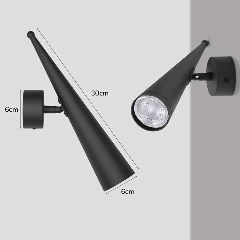 LED  Schwarz LED-Wandleuchte (Kegel-Schirm)