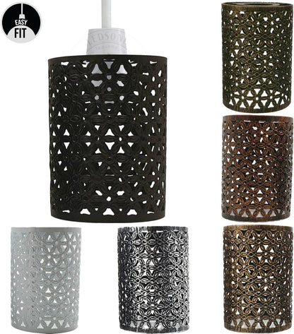 Lampenschirm DIY Metall Puzzle Lampe Schirm Hängelampe Stehlampe Fass Gebürsteter Kupfer Designs~1332