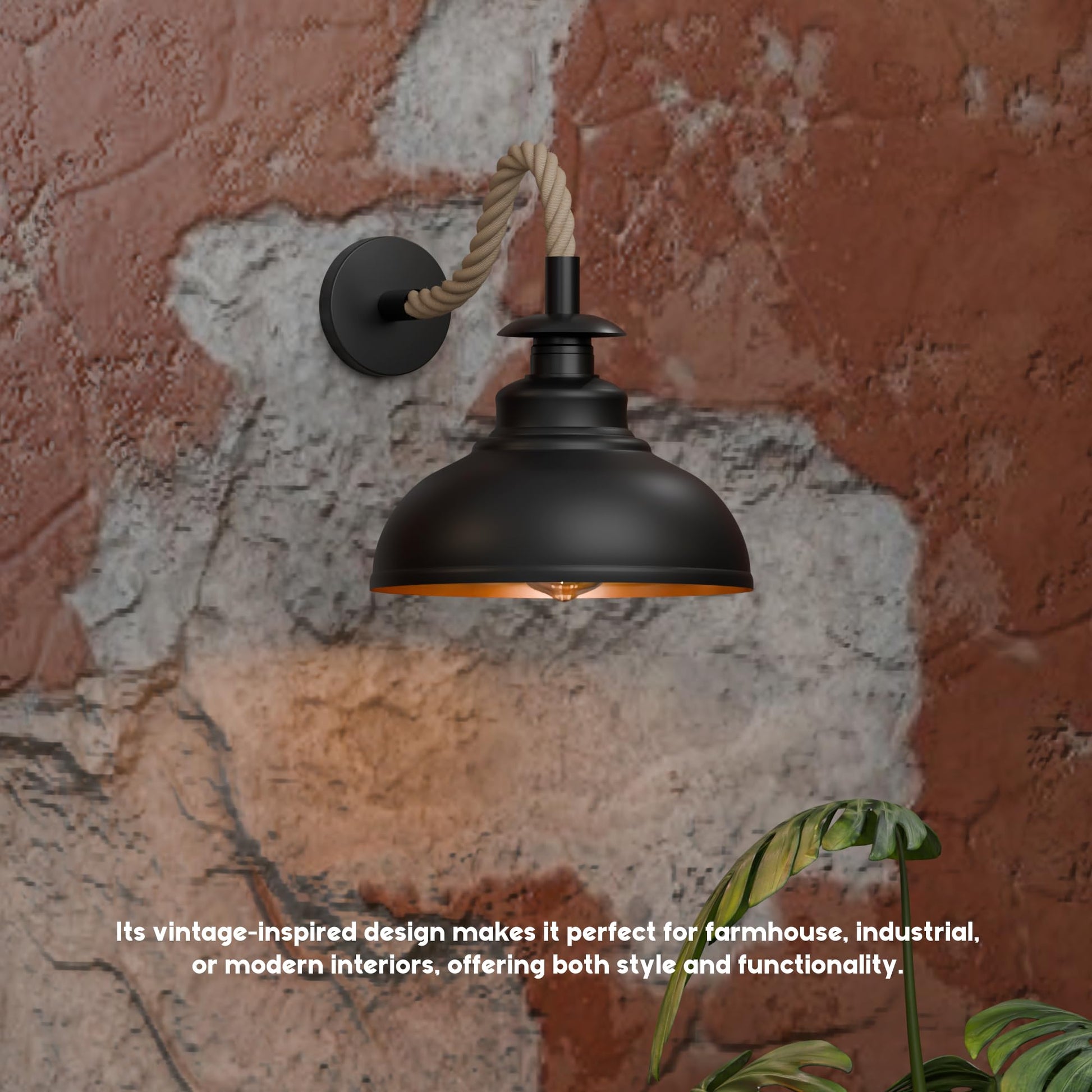 mit wandleuchte hanfseil