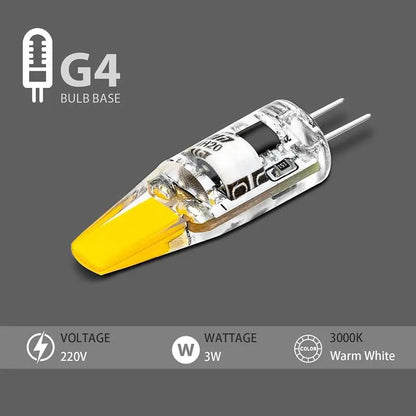 G4 COB Chip 3W Kaltweiß DC12V / Warmweiß AC220V LED Licht ersetzt Halogenlampe Abstrahlwinkel 360 Grad ~ 2624