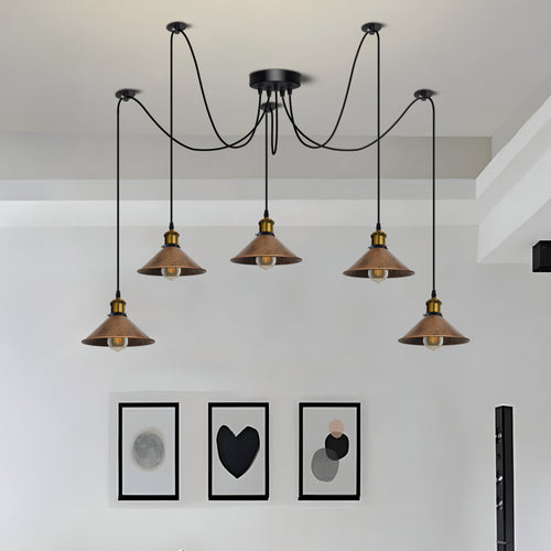 Hängelampe 5-flammig Vintage Industrie Metall ~3072