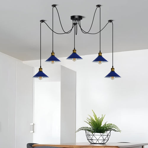 Lampada a sospensione vintage a forma di ragno con 5 bracci ~3077