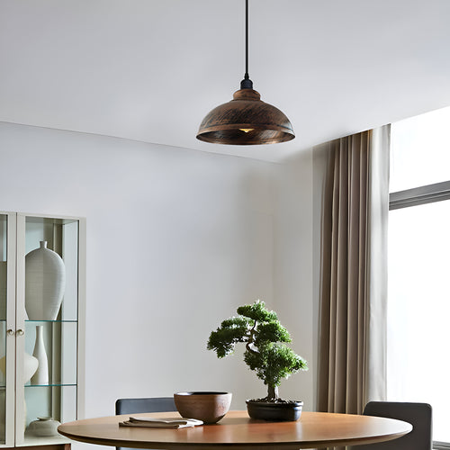 Lampada a sospensione industriale con paralume in metallo ramato ~2944