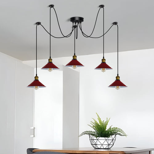 5 Wege Spinnenleuchte E27 Pendelleuchte kegelförmiger Lampenschirm ~3079