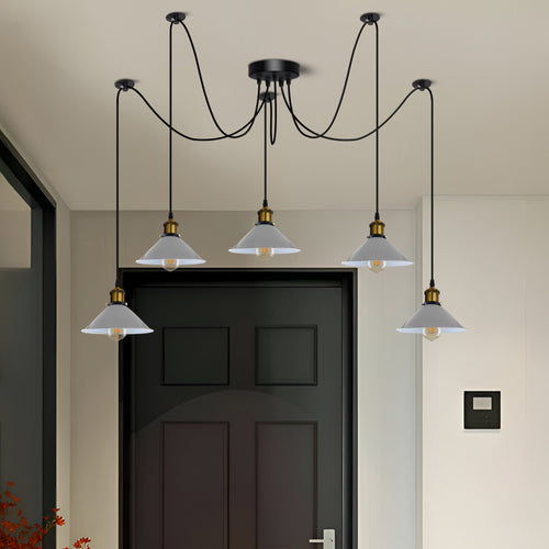 5 Wege Spinnenleuchte E27 Pendelleuchte kegelförmiger Lampenschirm ~3083