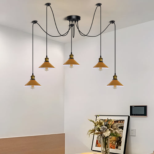 5 Wege Spinnenleuchte E27 Pendelleuchte kegelförmiger Lampenschirm ~3082