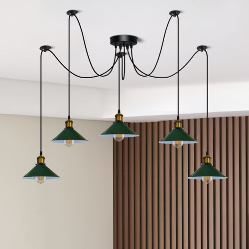 5 Wege Spinnenleuchte E27 Pendelleuchte kegelförmiger Lampenschirm ~3076