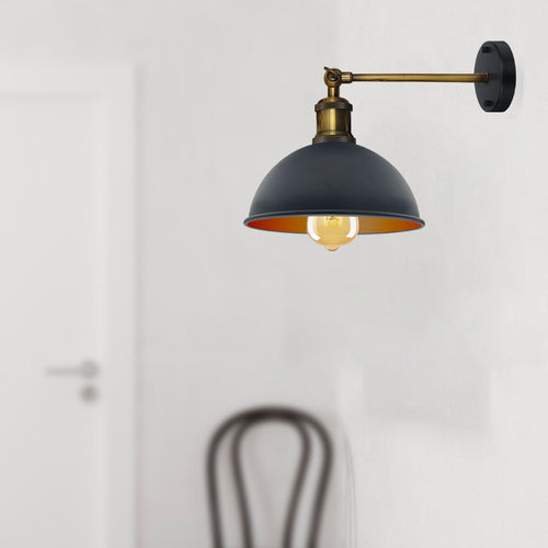 Wandleuchte schwarz innen gold & verstellbarer Arm~ 2901