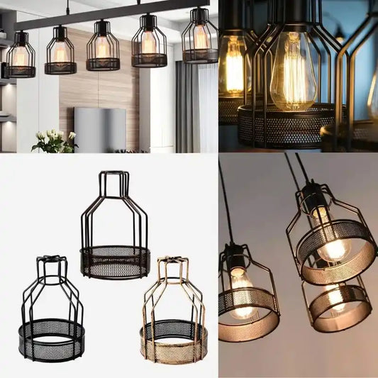 Vintage lampe i industrielt look – fugleburet som design ~1543