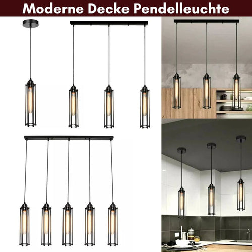 Rechteckige Pendelleuchte Vintage Drahtkäfig~3167