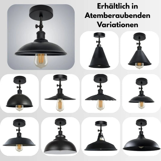 Lampada da soffitto vintage regolabile con luci da soffitto nere~3259