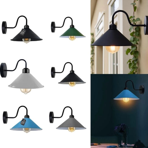 Industrie Stil Wandleuchte mit Metall Lampenschirm – Retro Look  ~ 3333