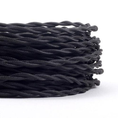 1m/5m/10m schwarzes 3 adriges Textilkabel elektrisches gedrehtes Kabel Stoffummantelung~1189