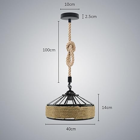 LEDSone 2pz Cavi Sospensione Corda Canapa Vintage 1m E27 ~3423