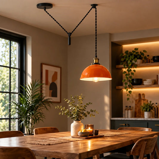 Lampada a sospensione arancione Ø 21 cm per sala da pranzo~3066