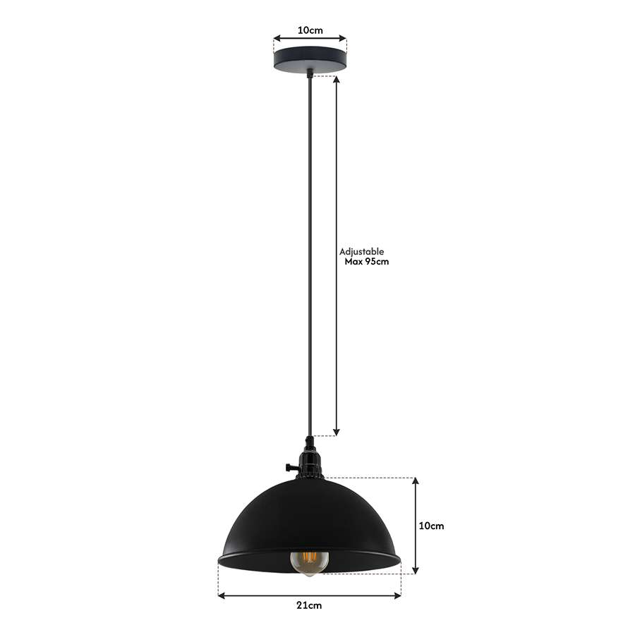 V-TAC Pendelleuchte Schwarz - Oberflächenmontage, E27 Fassung, Schlichtes Design