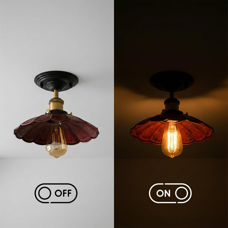 Deckenlampe in Schwarz, Rot, Kupfer