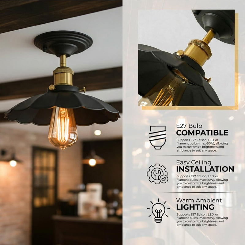 Deckenlampe mit Maßen von Schirm und Baldachin