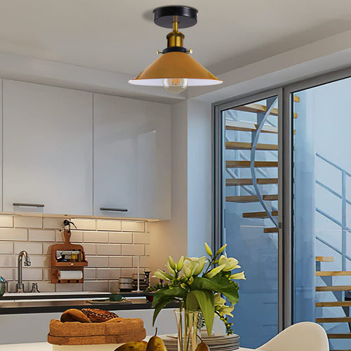 Industrial Gelb Metall Deckenleuchten E27 Deckenlampe~2987