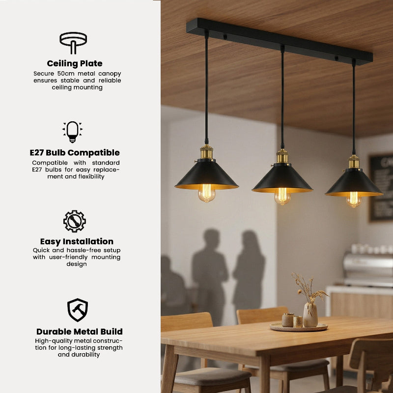 Deckenleuchte mit rundem Baldachin 3-flammig