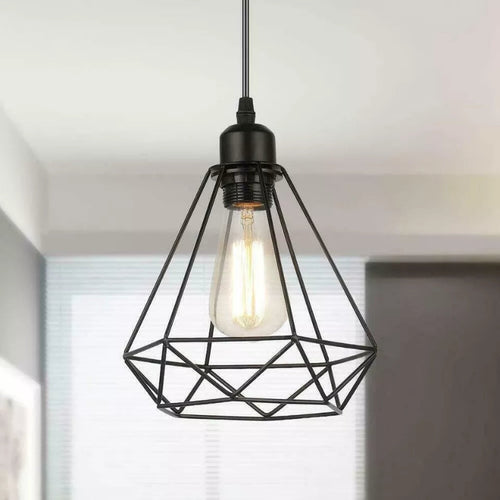 Lampadari a sospensione minimalisti con paralumi in filo metallico a gabbia ~2596