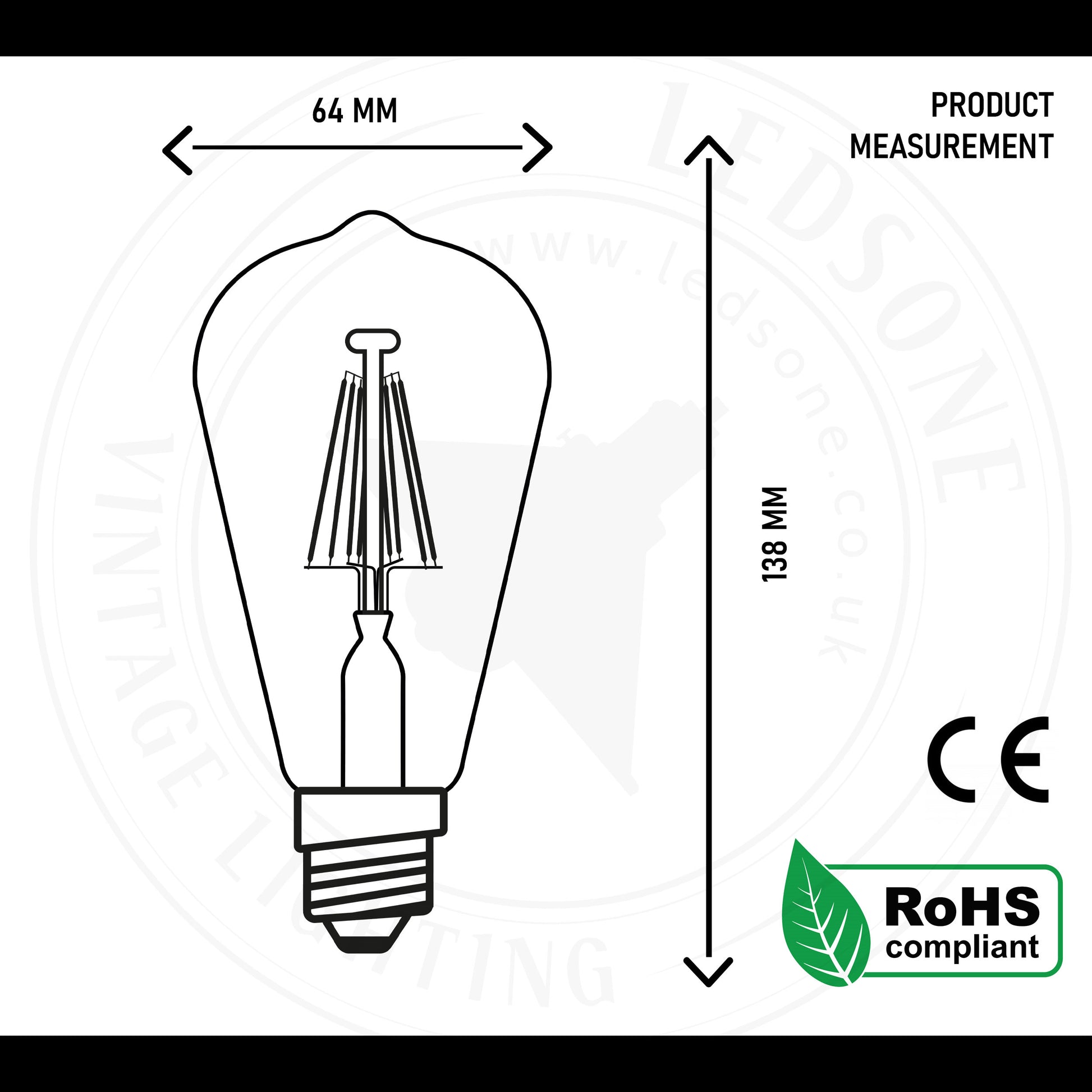 Vintage Glühbirne E27 Dimmbare ST64  8W LED Birnen 