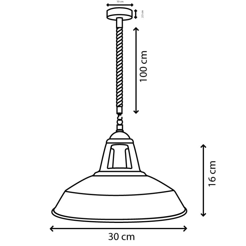 E27 Seil-Hängelampe: Schirm 30cm