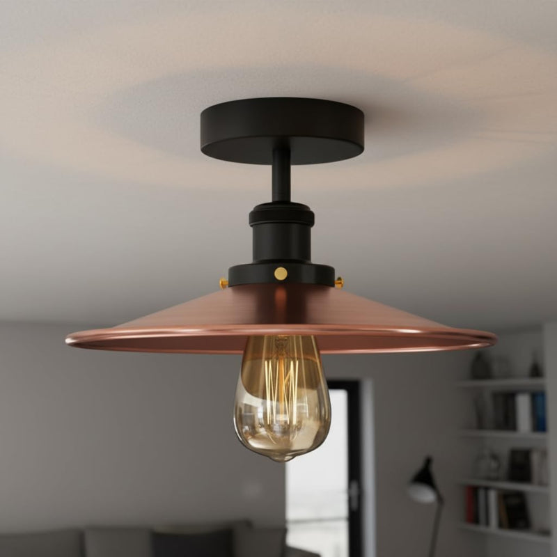 Vintage Deckenlampe Holzoptik flach