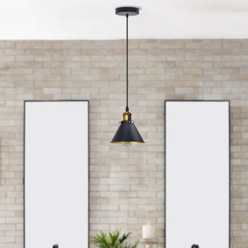 Lampade a sospensione nere | metallo | forma conica | Ø 18 cm | lampade da ingresso ~2926