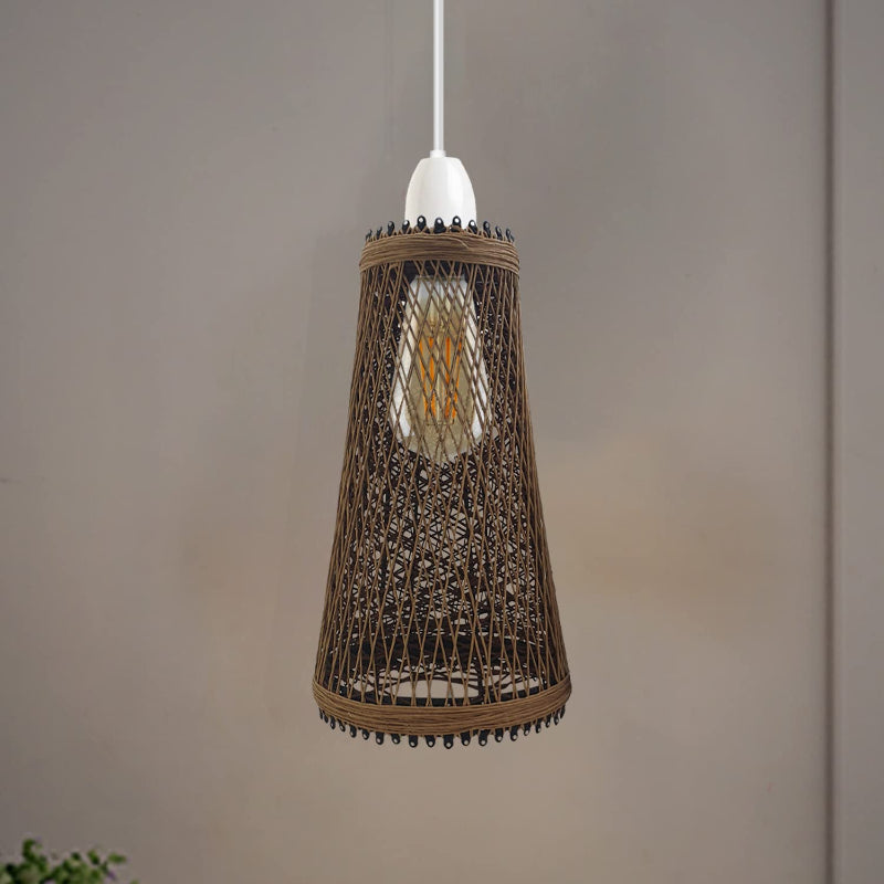 Große Hängelampe Rattan Wohnzimmer