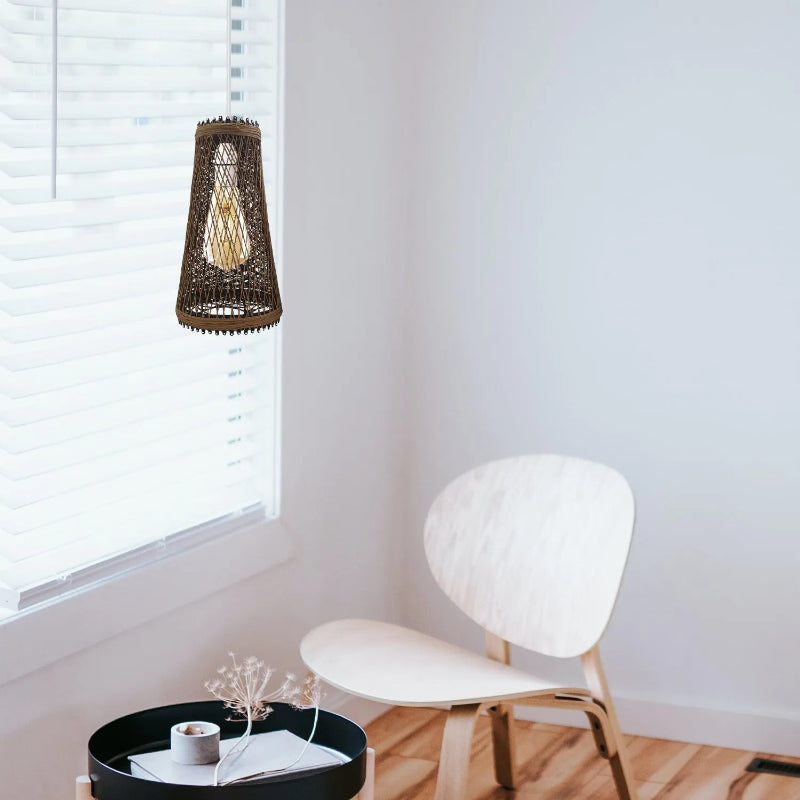 Große Rattan Hängelampe Wohnzimmer