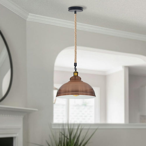 Hanfseil Hängeleuchten Metallkuppelschirm für Esszimmer~3031