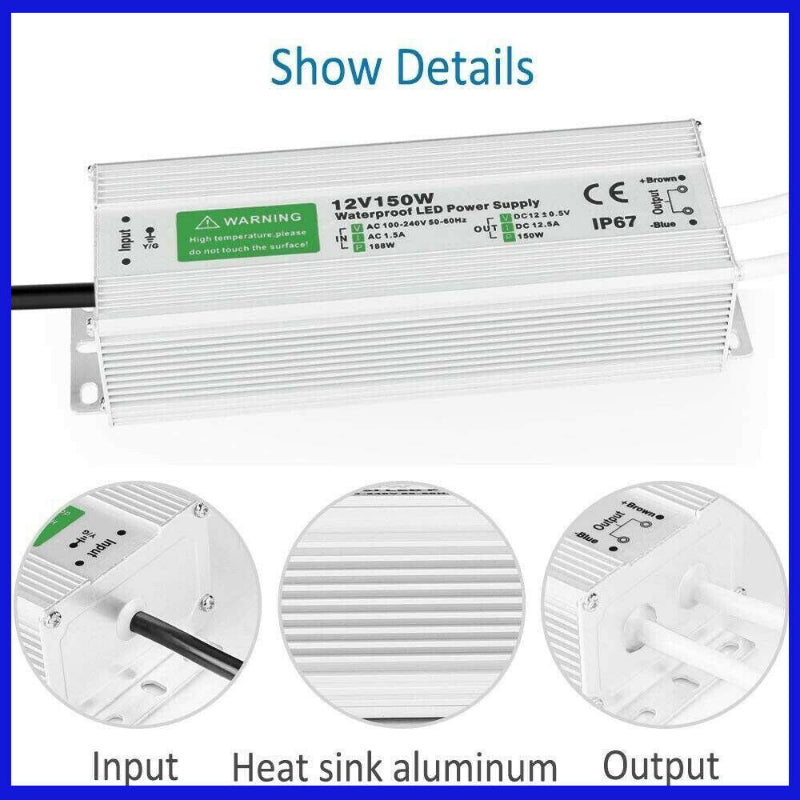 LED Trafo 12V 150W IP67 Wasserdicht
