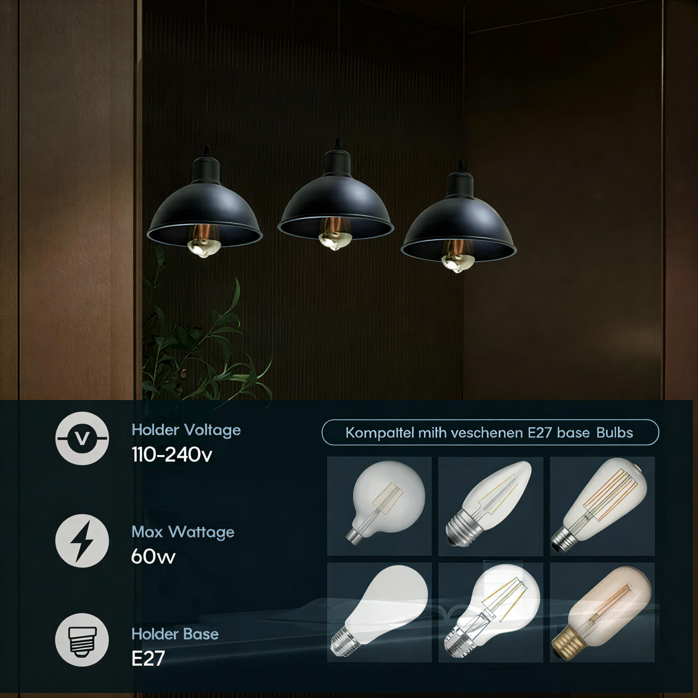 Industrial 3 Lampen Pendelleuchte für Loft