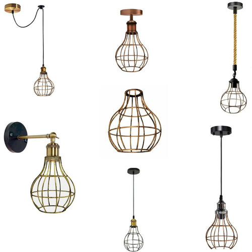 Vasenförmige Käfig-Lampenschirmhalterungen aus gebürstetem Kupfermetall~3182