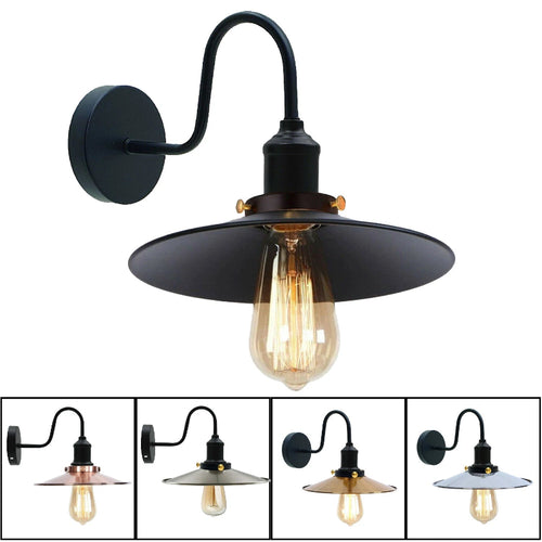 Vintage Industrie Wandleuchte mit Metallschirm Wandlampe E27 ~1523