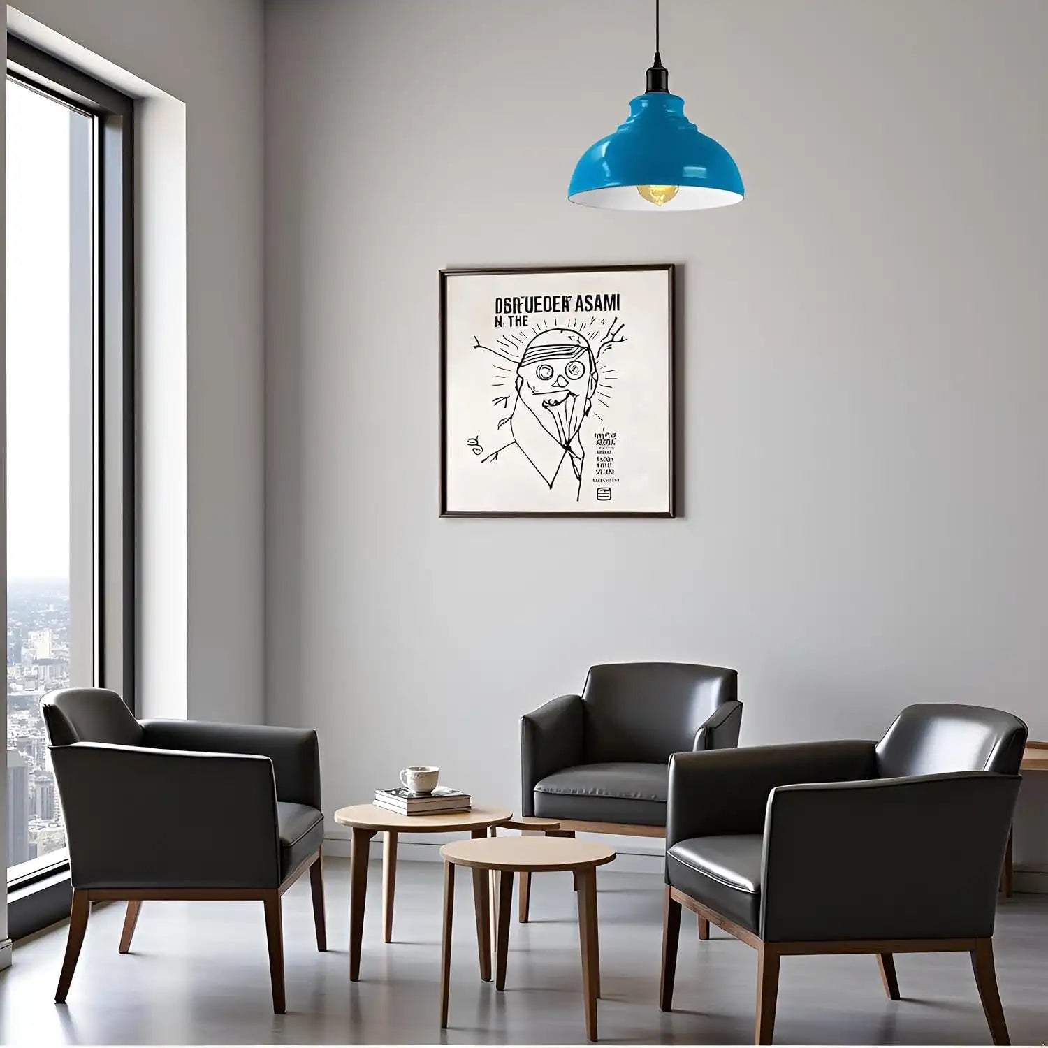 Industrielle Hängelampe Blau E27