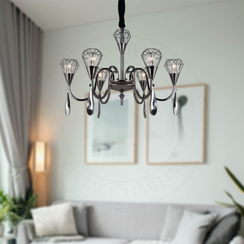 Elegante lampadario di cristallo con 7 gabbie per 60W~2712