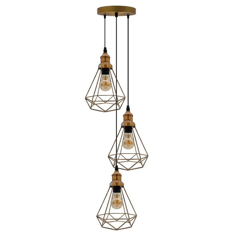Copper pendant light, 3-way circular outlet
