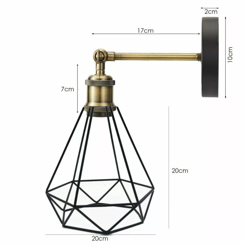 Kupferkäfig grün Messing Halter Wandlampe 
