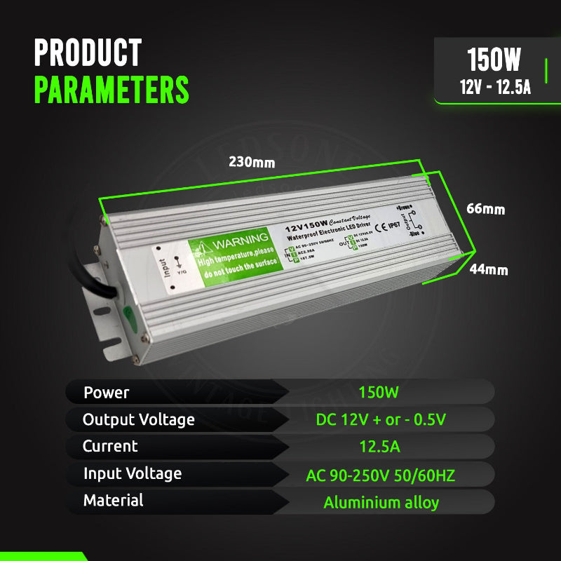LED Trafo 12V 150W IP67 Wasserdicht