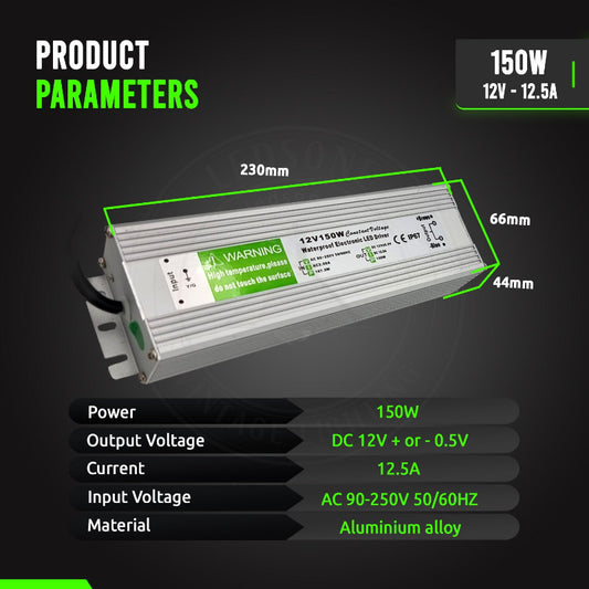 LED Trafo 12V 150W IP67 Wasserdicht
