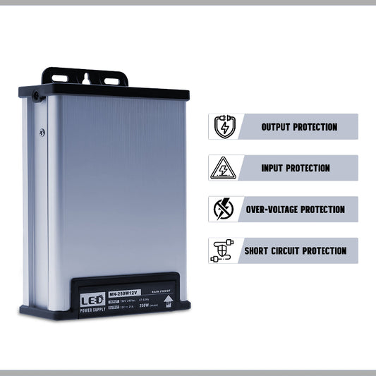 
LED Trafo 12V 21A,250W IP45 Wasserdichter Netzteil