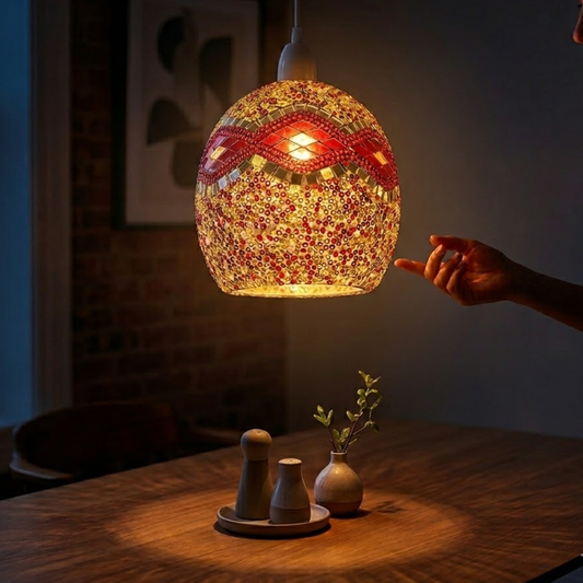 Tiffany Pendellampenschirm Mosaik-Glas Handgefertigt, Bunte Schirm ~3766