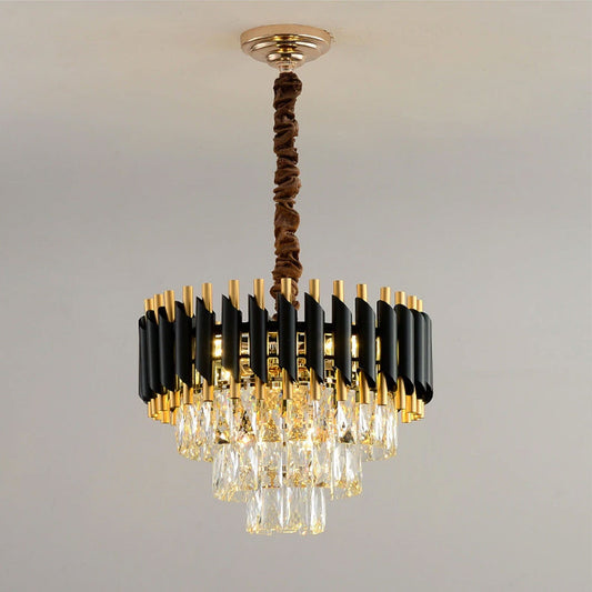 Moderne K9 krystal loftslampe sort guld lysekrone 40cm ~ 3367