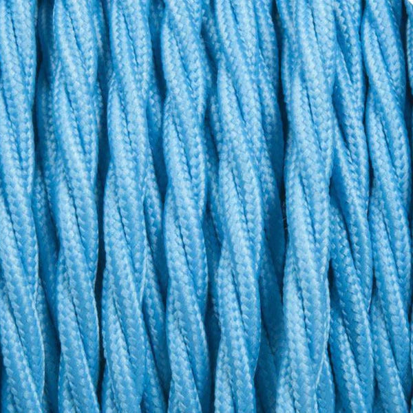 1m/5m/10m 3 adriges Textilkabel elektrisches gedrehtes Kabel Stoffummantelung Hellblau~1203