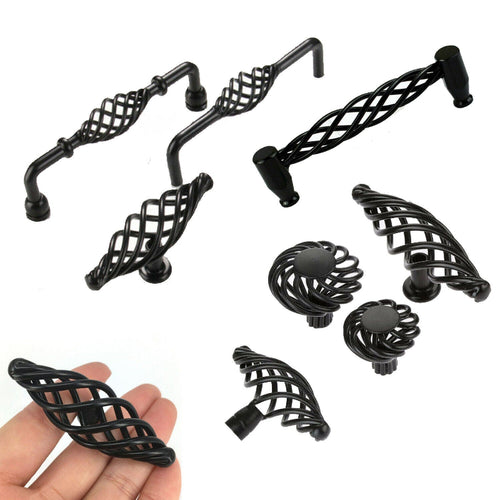 Geflochtene Schwarz Schmiedeeisen Griffe & Knöpfe ~ 2199